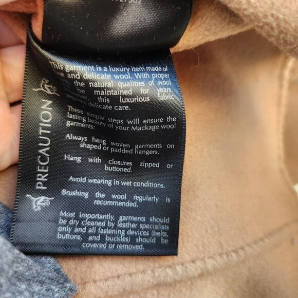 Mackage Camel Brown Tessa Wool Coat Leather Trim - Picture 6 of 11